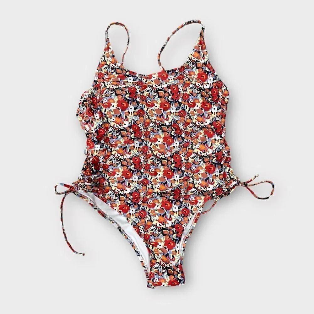 Shein Floral Print One Piece Swimsuit Large